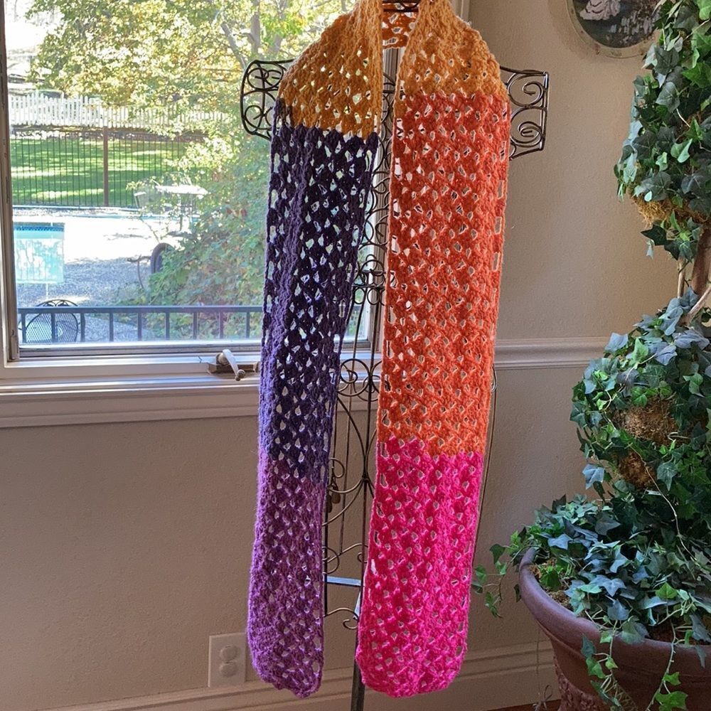 Crochet Multi Color Neck Scarf Made With Love - Picture 8 of 8